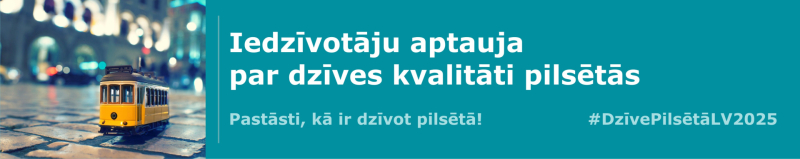 Iedzīvotāju aptaujas par dzīves kvalitāti pilsētās ilustratīvais baneris