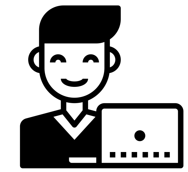 Ikona - cilvēks ar datoru