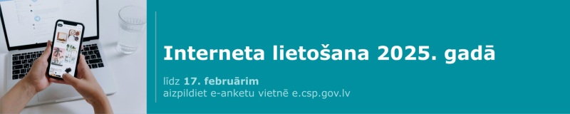 Attēls ar kreisajā pusē viedtelefonu, labajā pusē aptaujas nosaukums ar baltiem burtiem