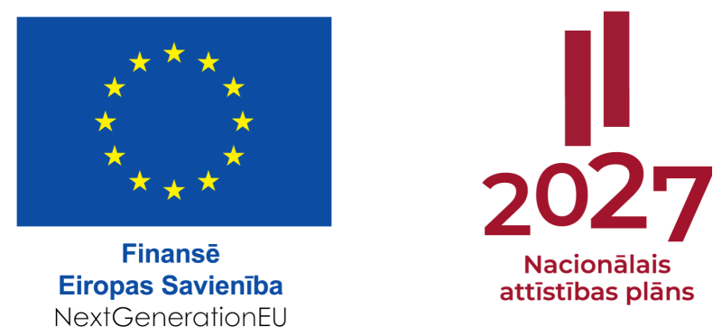 Logo - "Finansē Eiropas savienība" un "2027 Nacionālais attīstības plāns"