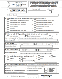 2000. gada tautas skaitīšanas veidlapas paraugs