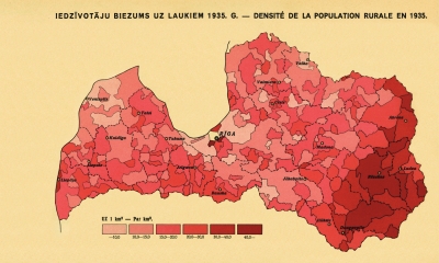 Karte - iedzīvotāju biezums uz laukiem