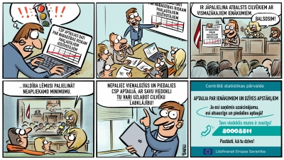 SILC aptaujas komikss. Aptaujas datus izmanto lēmumu pieņemšanā.