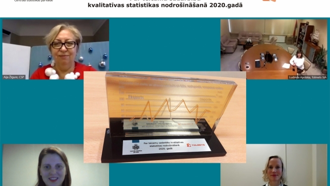 Kolāžā no online balvas pasniegšanas ceremonijas