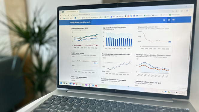 Image of a laptop with the Climate Change Dashboard open