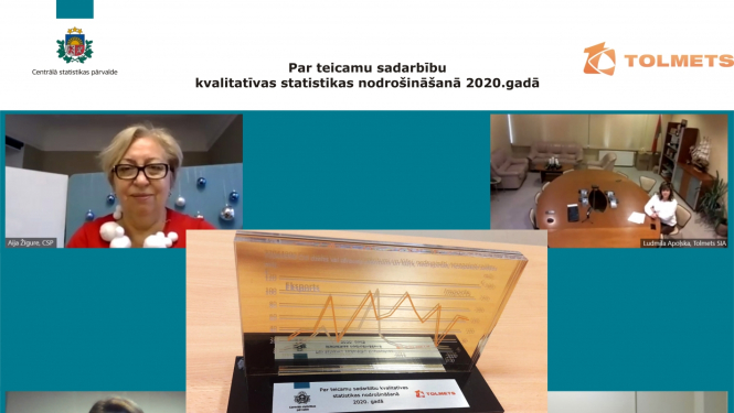 Kolāžā no online balvas pasniegšanas ceremonijas