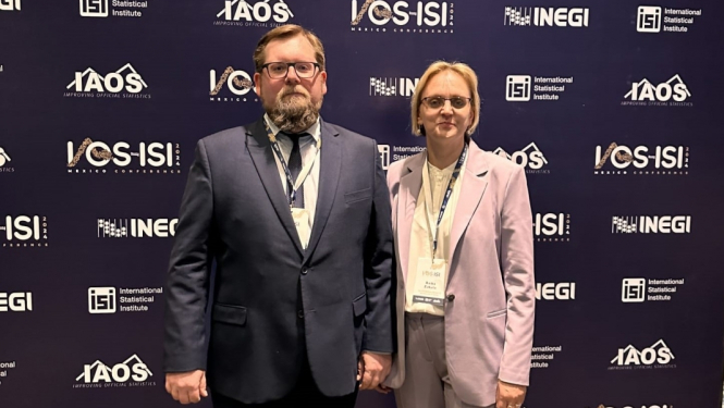 Norberts Tālers un Baiba Zukula Starptautiskā statistikas institūta konferencē Meksikā