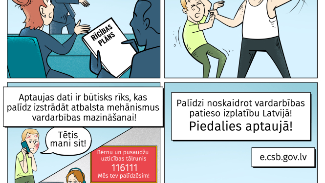 Karikatūra- aptaujas aizpildīšana pēs saskarsmes ar nevēlamu rīcību