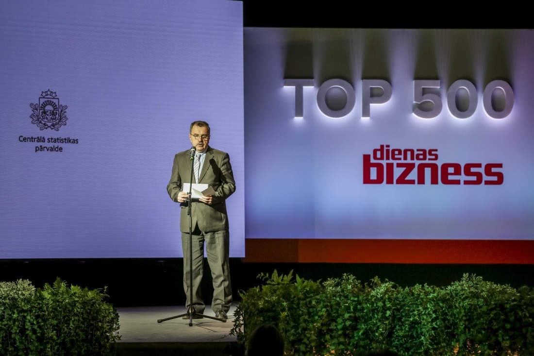 CSP priekšnieces vietnieks Kaspars Misāns uzrunā TOP 500 2018.gada viesus