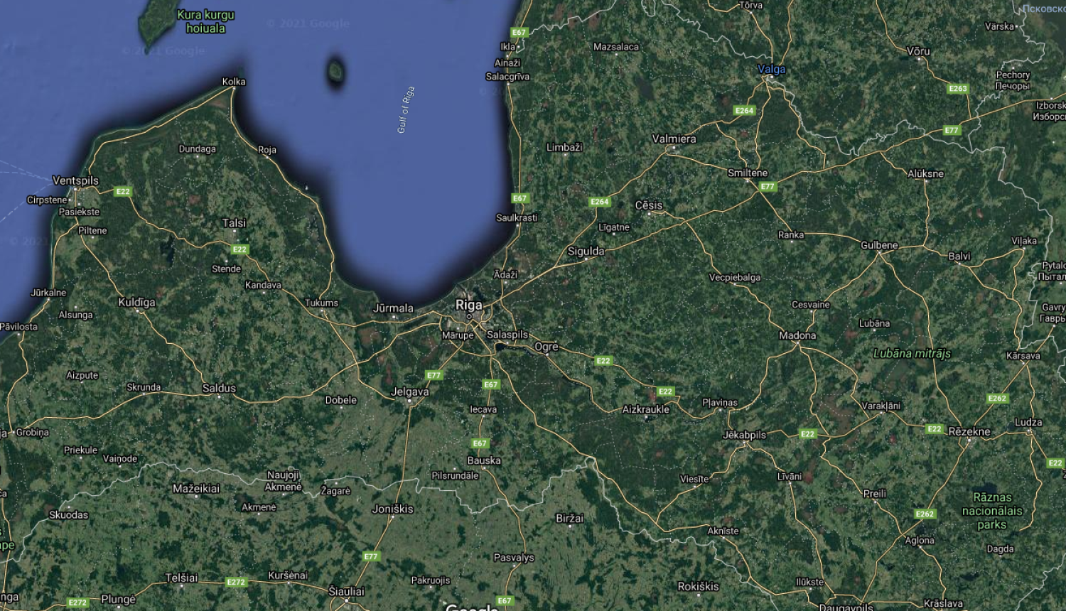 Ilustratīvs attēls - fragments no Google kartes