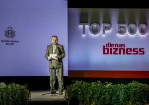CSP priekšnieces vietnieks Kaspars Misāns uzrunā TOP 500 2018.gada viesus